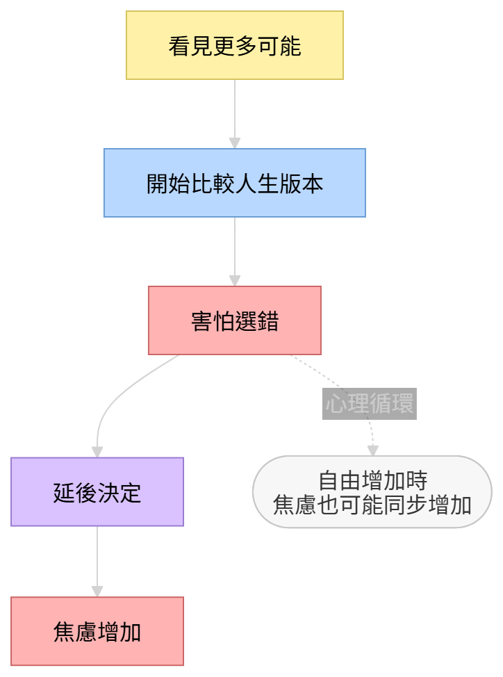 自由的暈眩與選擇焦慮循環圖